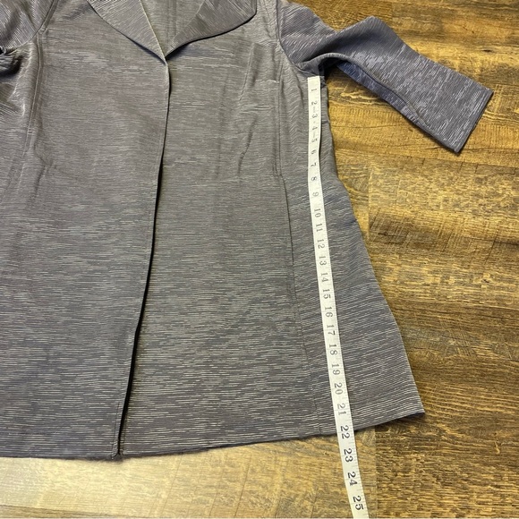 Eileen Fisher Blazer Womens Medium Gray Metallic Open Front Long 3/4 Sleeve - Picture 9 of 13